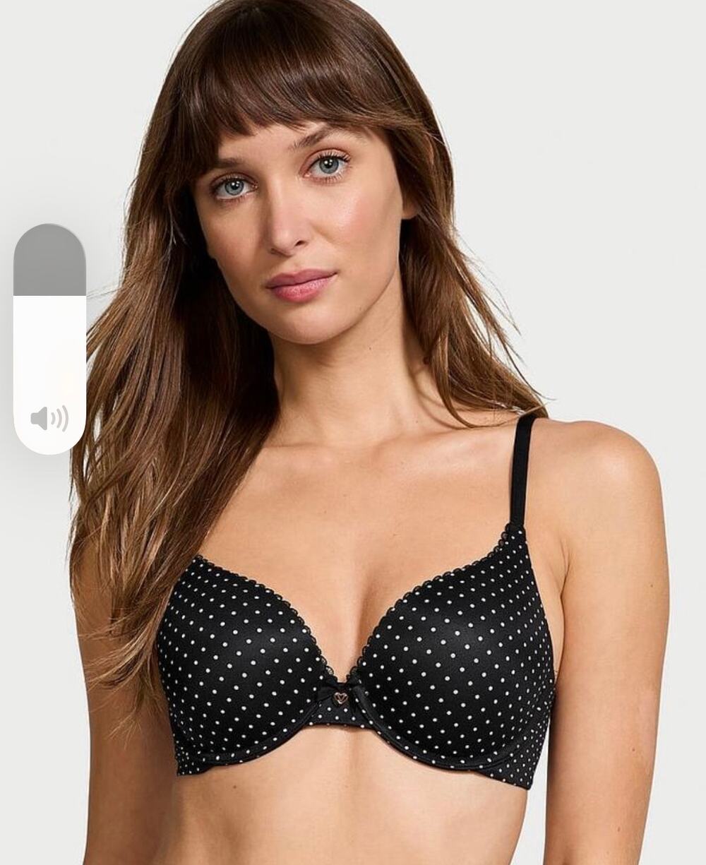 BODY by Victoria Demi Push Up Bra- Smooth - BLACK & POLKA DOT - 36C
